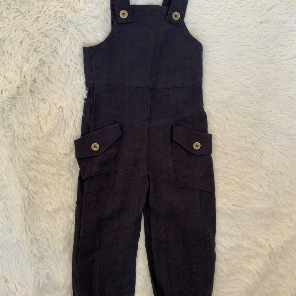 Zara Kids Dark Overalls with Button Accents